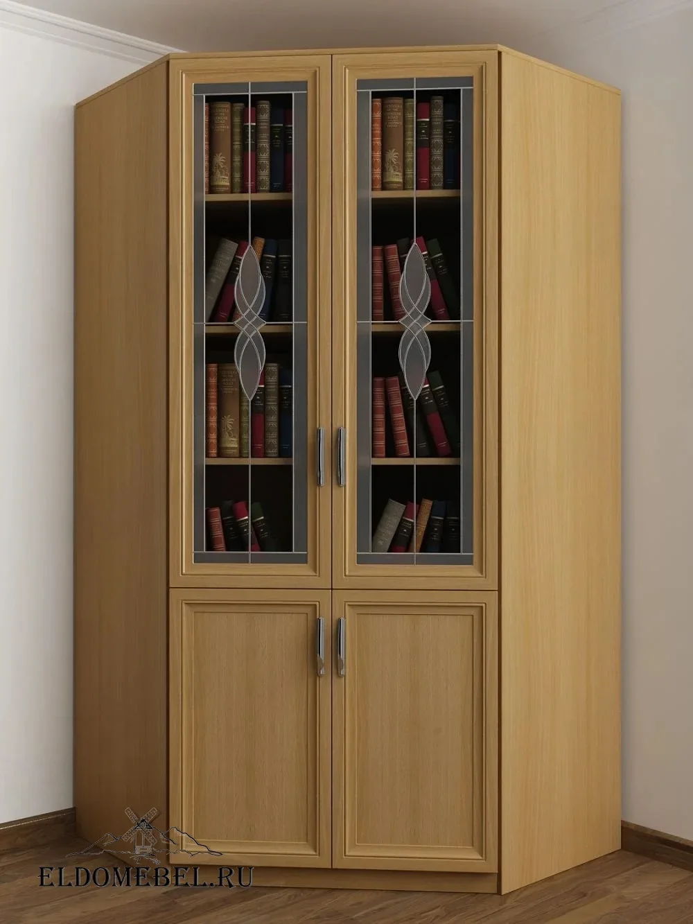 Книжный угловой №3   с витражами    цвет Стандарт бук