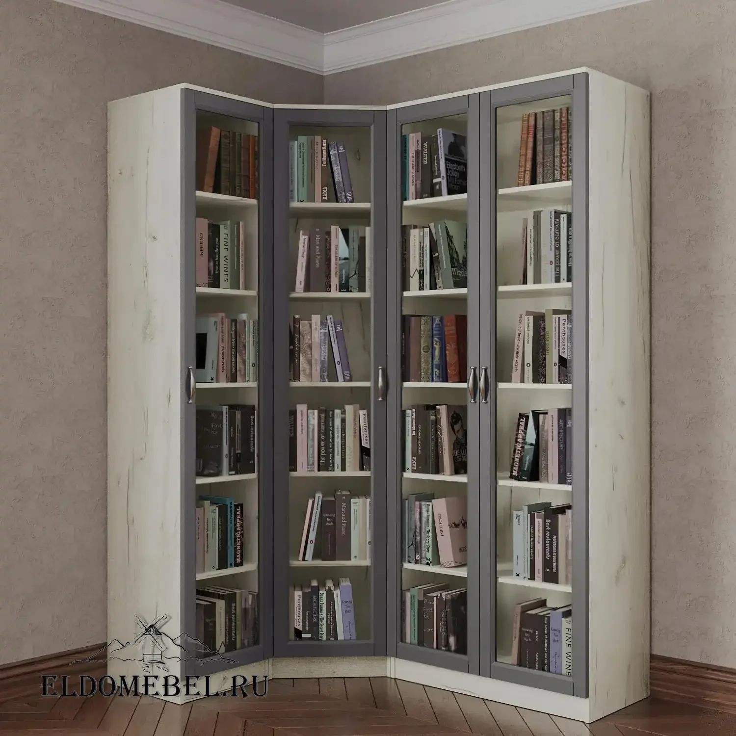 Книжный угловой №4      цвет Адамант серый