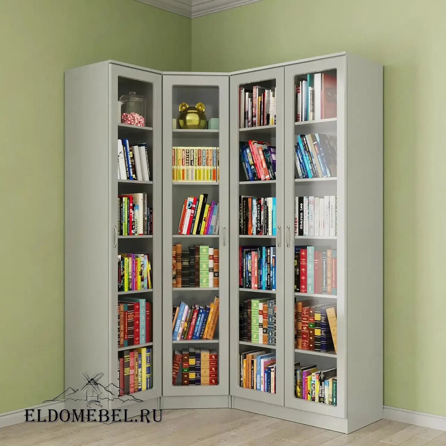Книжный угловой №4      цвет Вена белый глянец