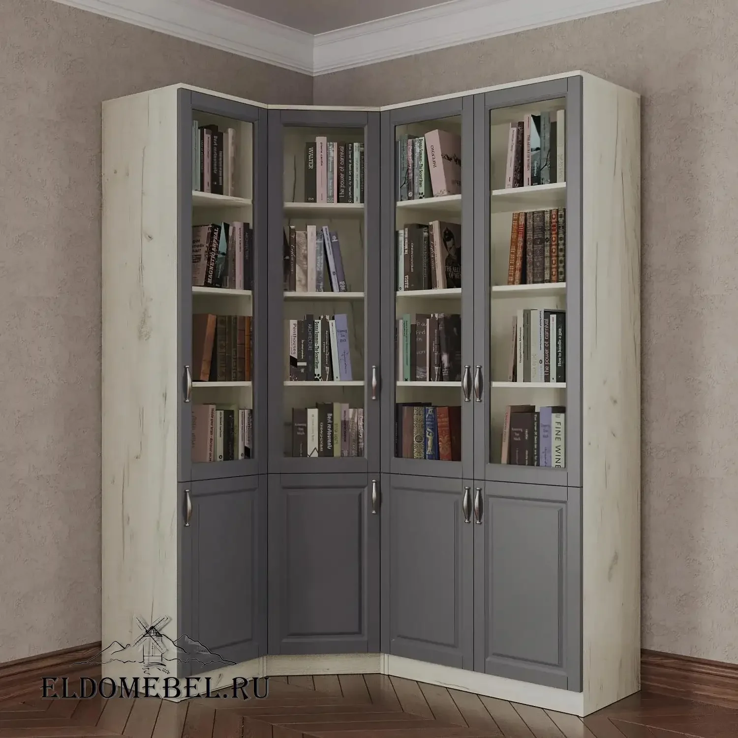 Книжный угловой №5      цвет Адамант серый