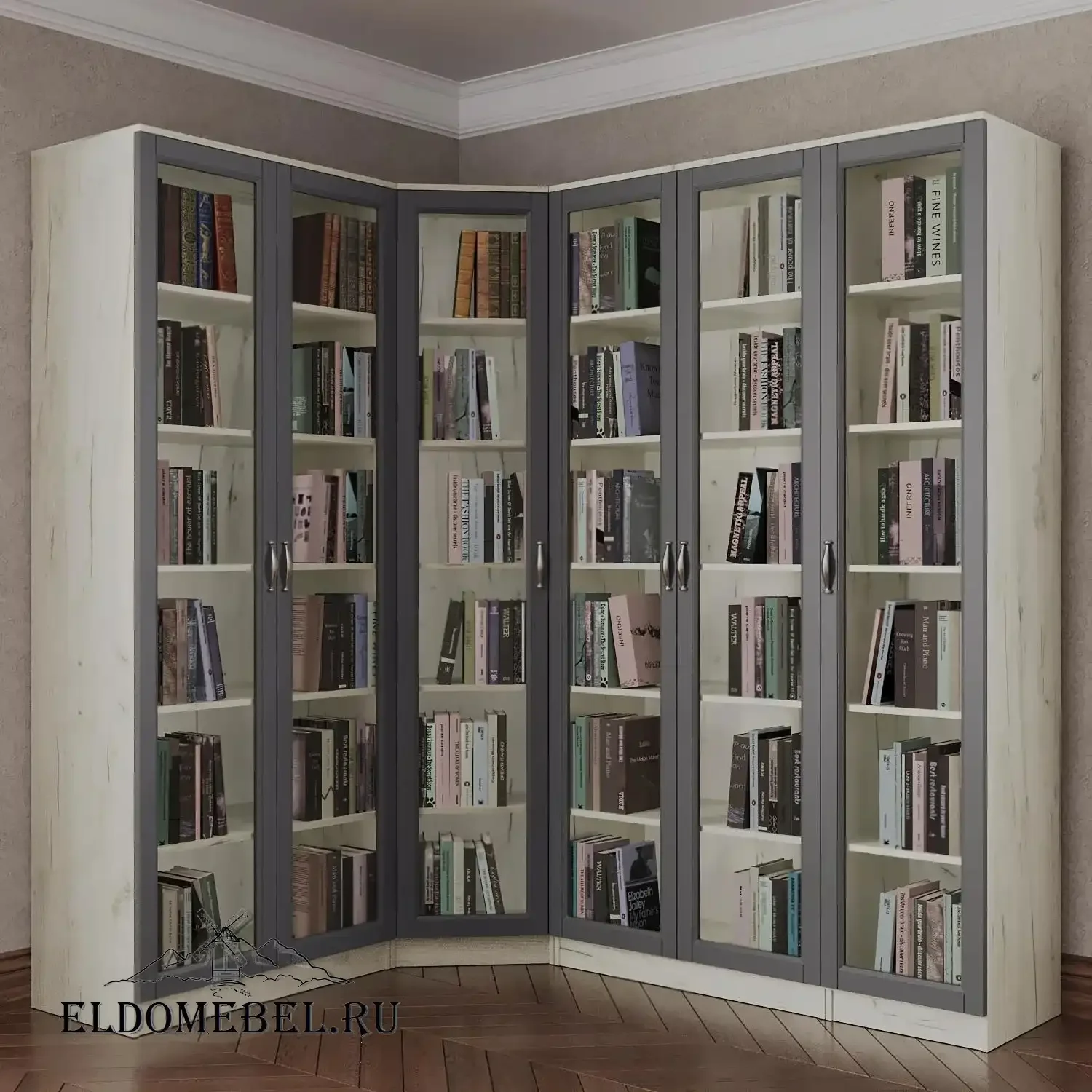 Книжный угловой №7      цвет Адамант серый