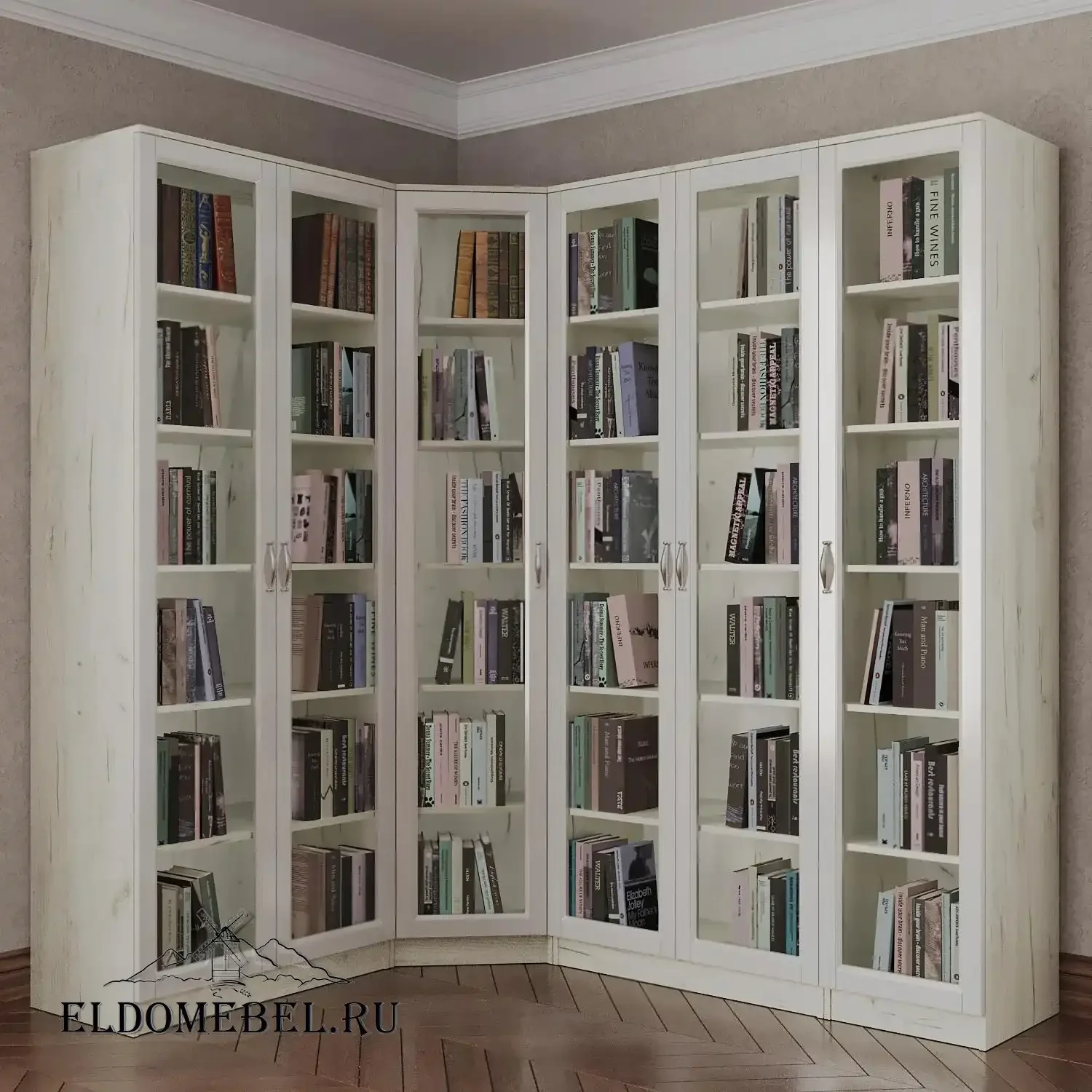 Книжный угловой №7      цвет Адамант белый глянец
