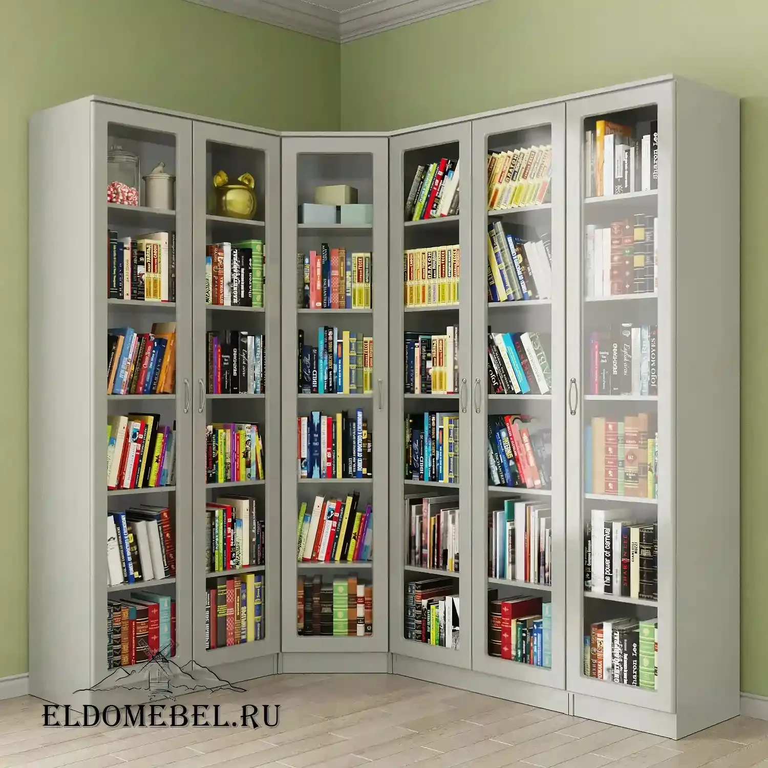Книжный угловой №7      цвет Вена белый глянец