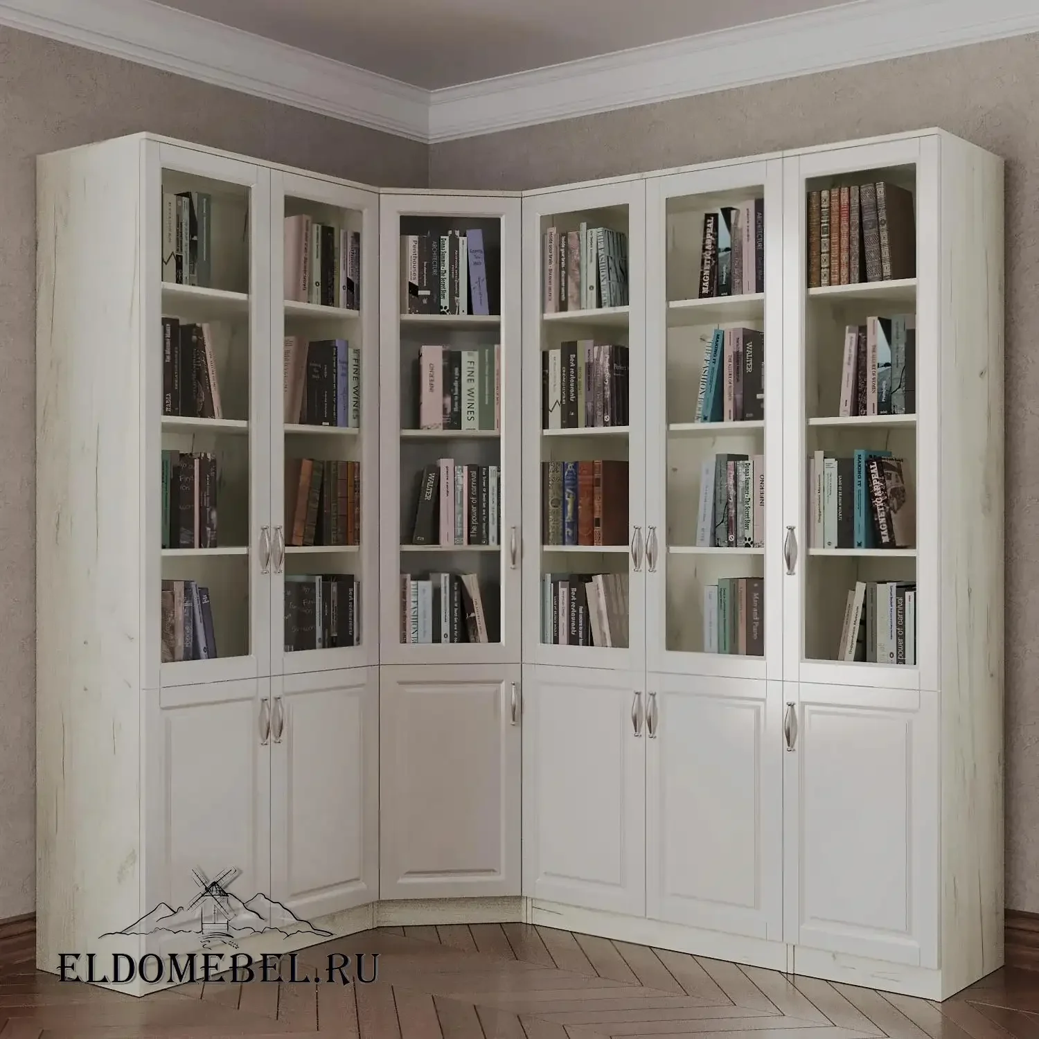 Книжный угловой №8      цвет Адамант белый глянец