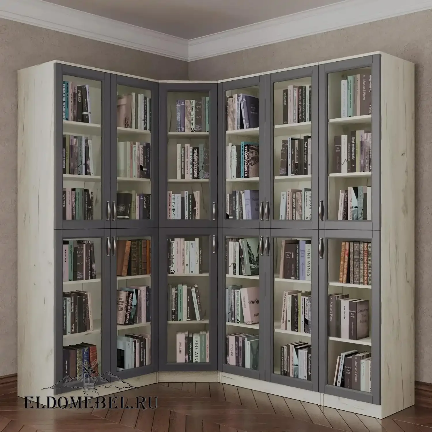Книжный угловой №9      цвет Адамант серый
