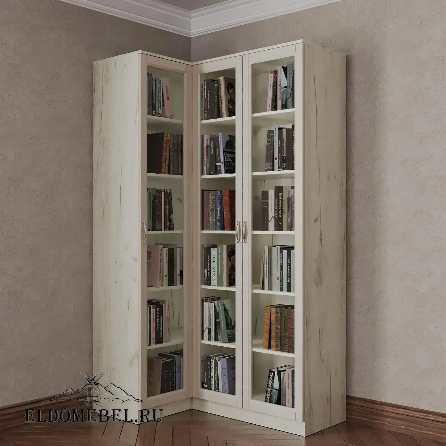 Угловой книжный №21      цвет Адамант гляссе