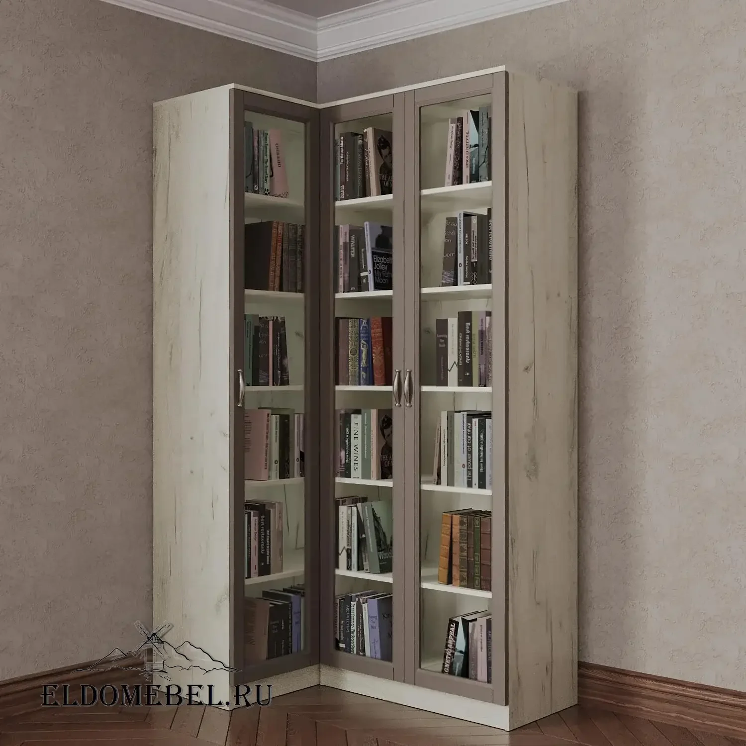 Угловой книжный №21      цвет Адамант тауп