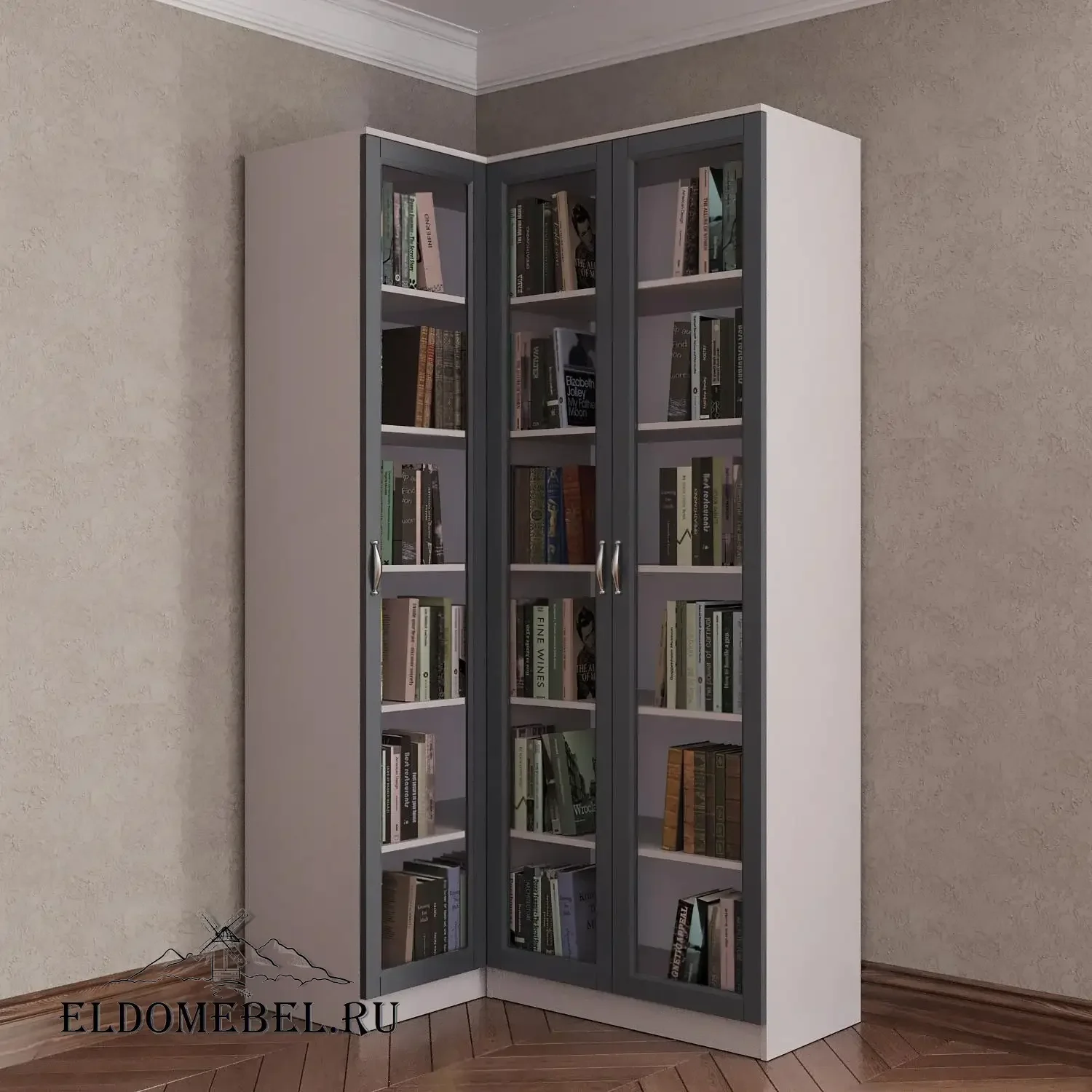 Угловой книжный №21      цвет Адамант графит
