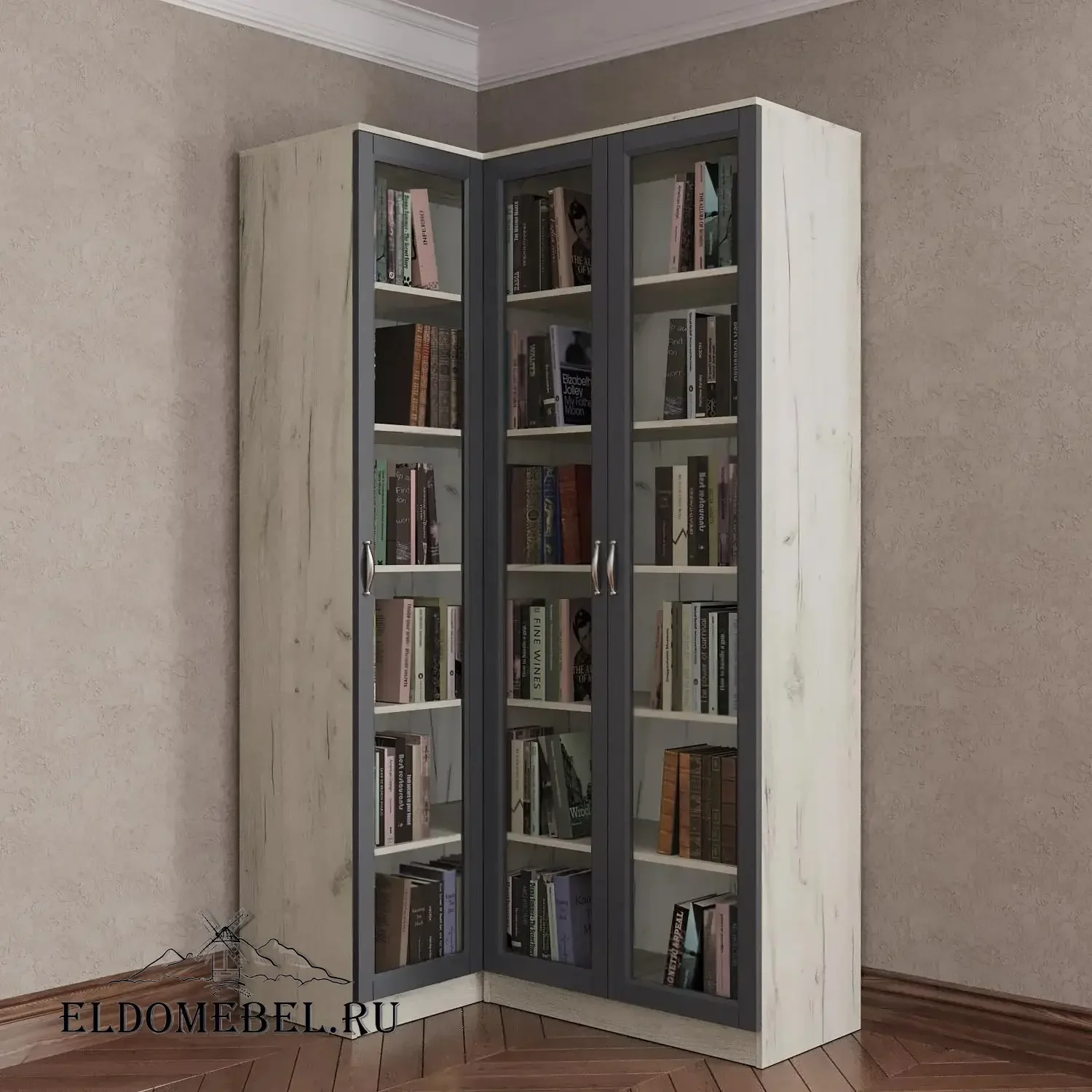 Угловой книжный №21      цвет Адамант графит