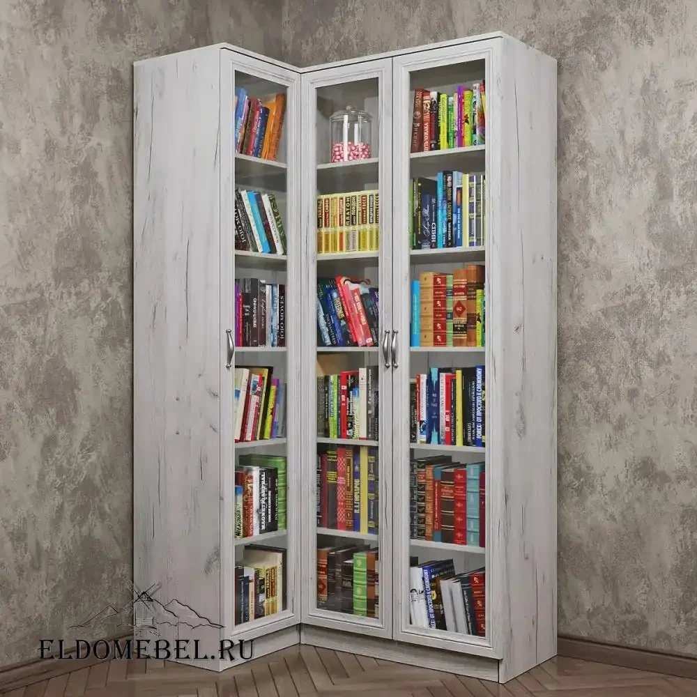 Угловой книжный №21      цвет Дуб крафт белый