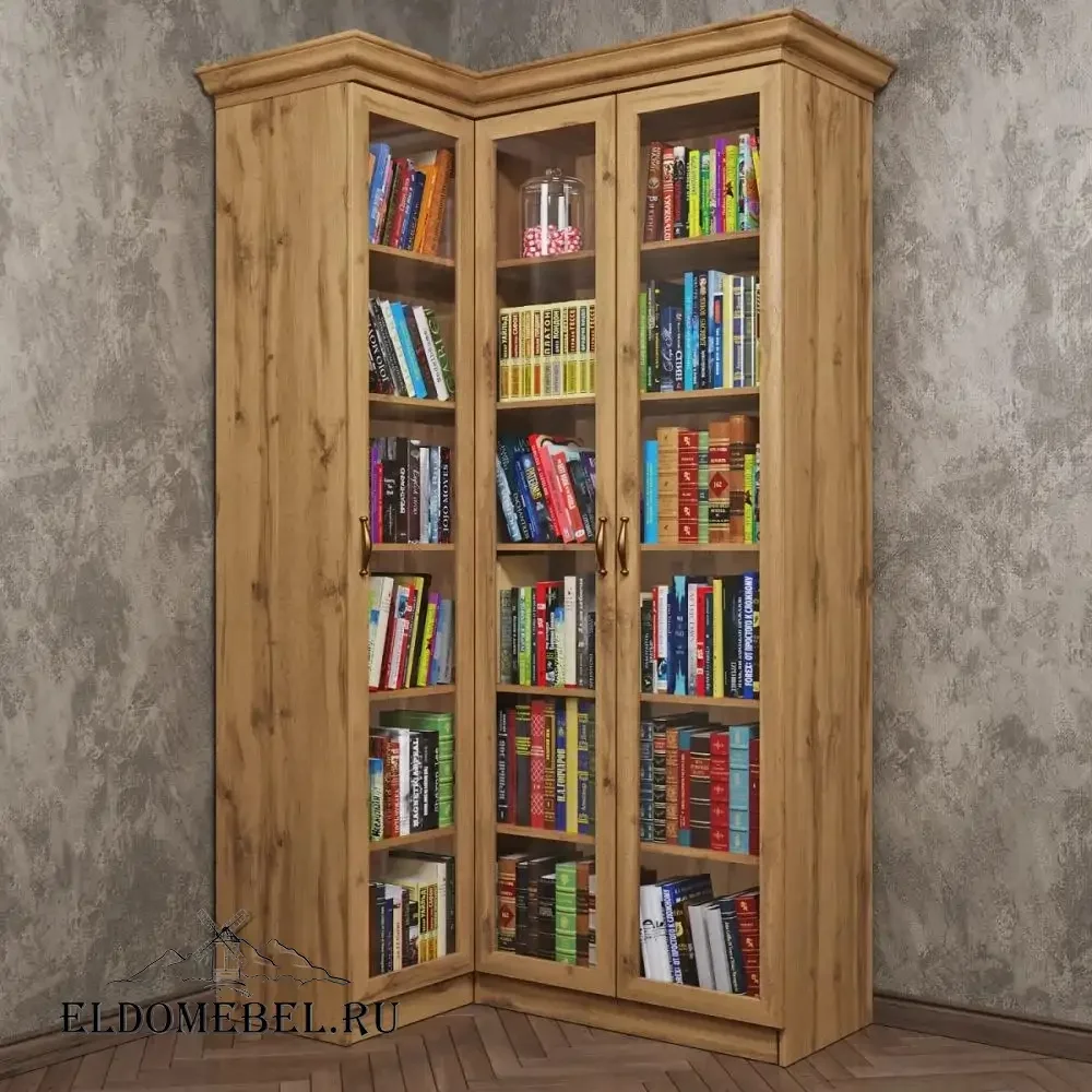 Угловой книжный №21      цвет Дуб крафт золотой