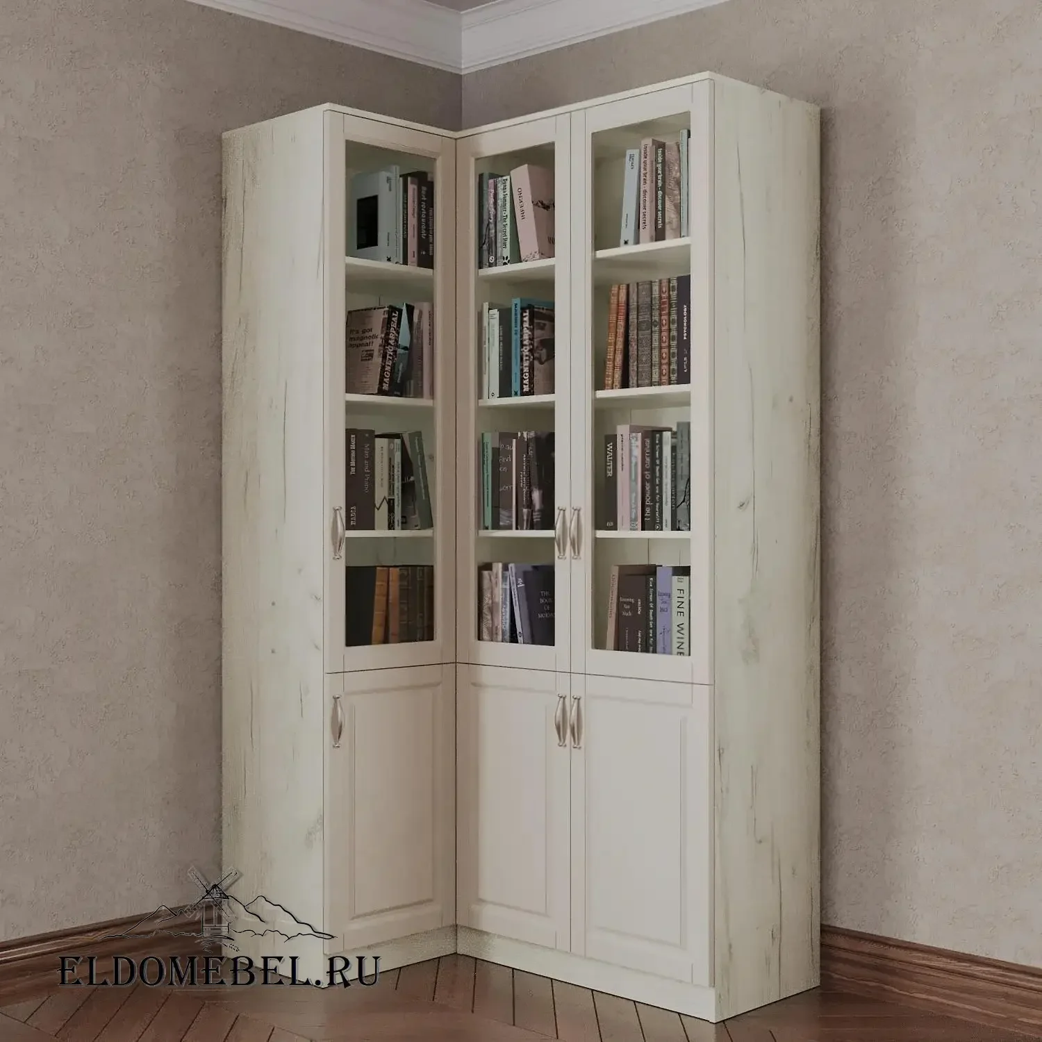Угловой книжный №22      цвет Адамант гляссе