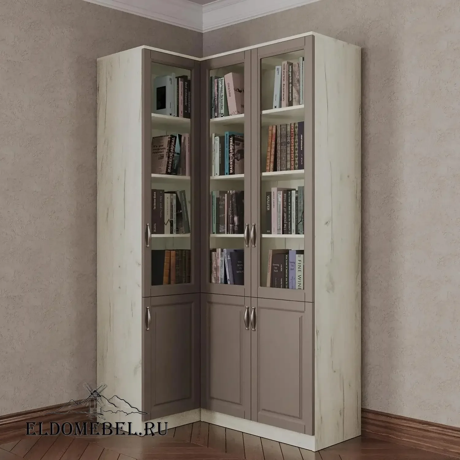 Угловой книжный №22      цвет Адамант тауп