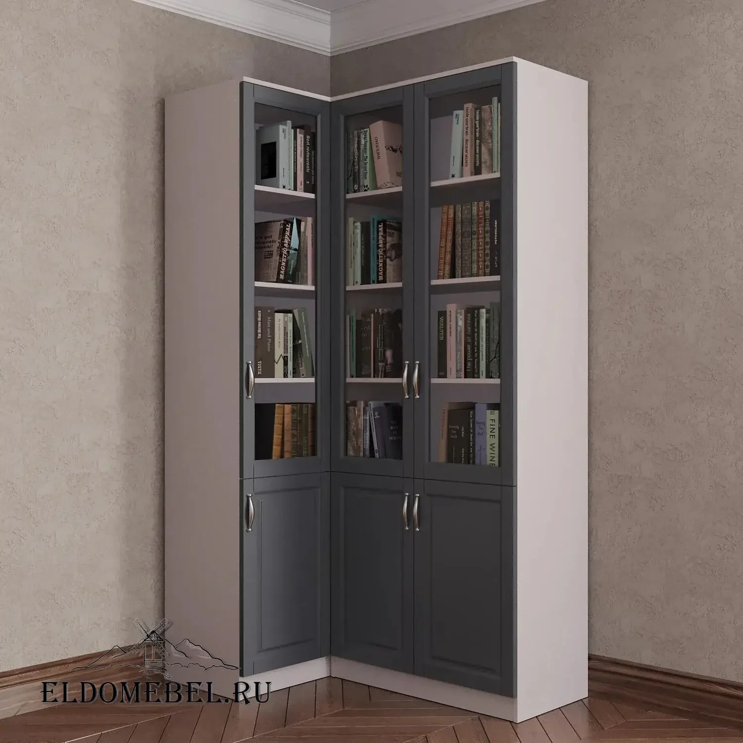 Угловой книжный №22      цвет Адамант графит