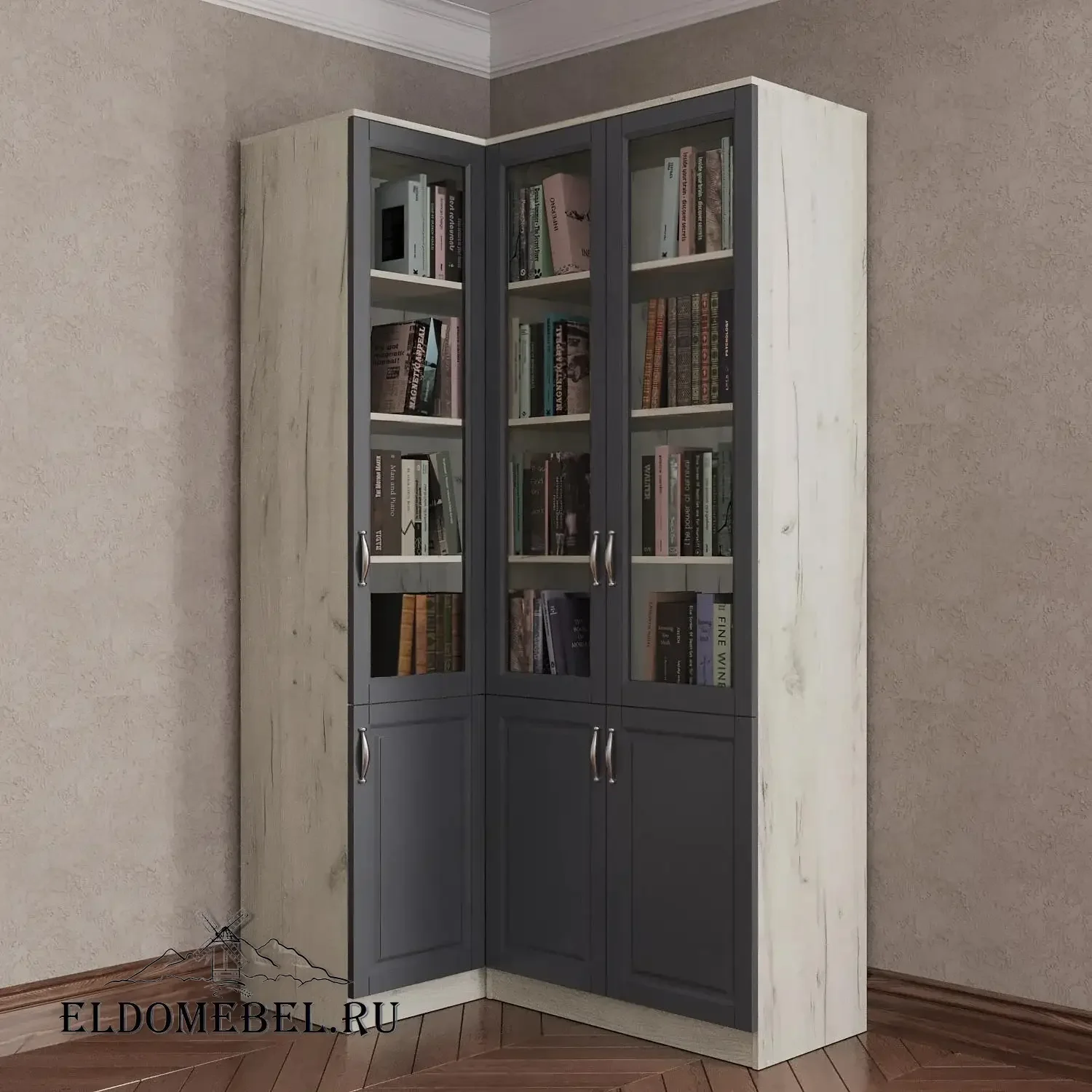 Угловой книжный №22      цвет Адамант графит