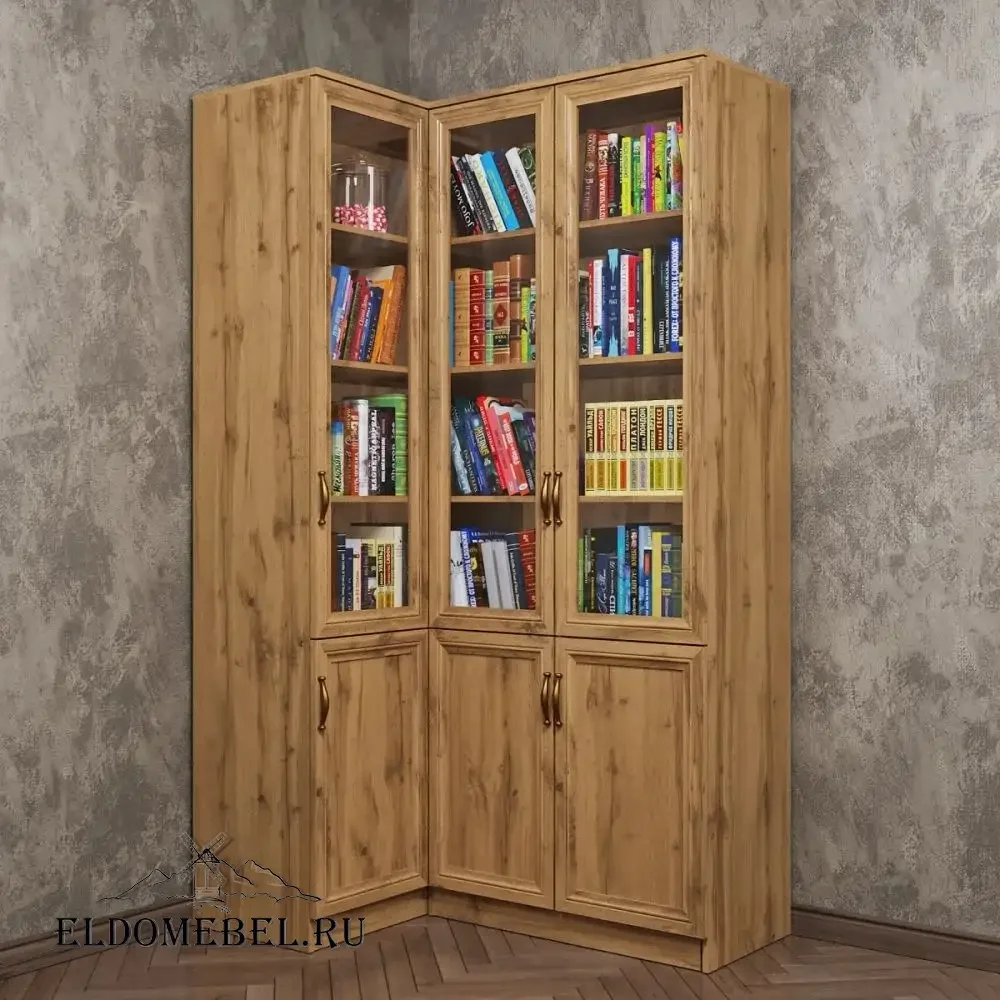Угловой книжный №22      цвет Дуб крафт золотой