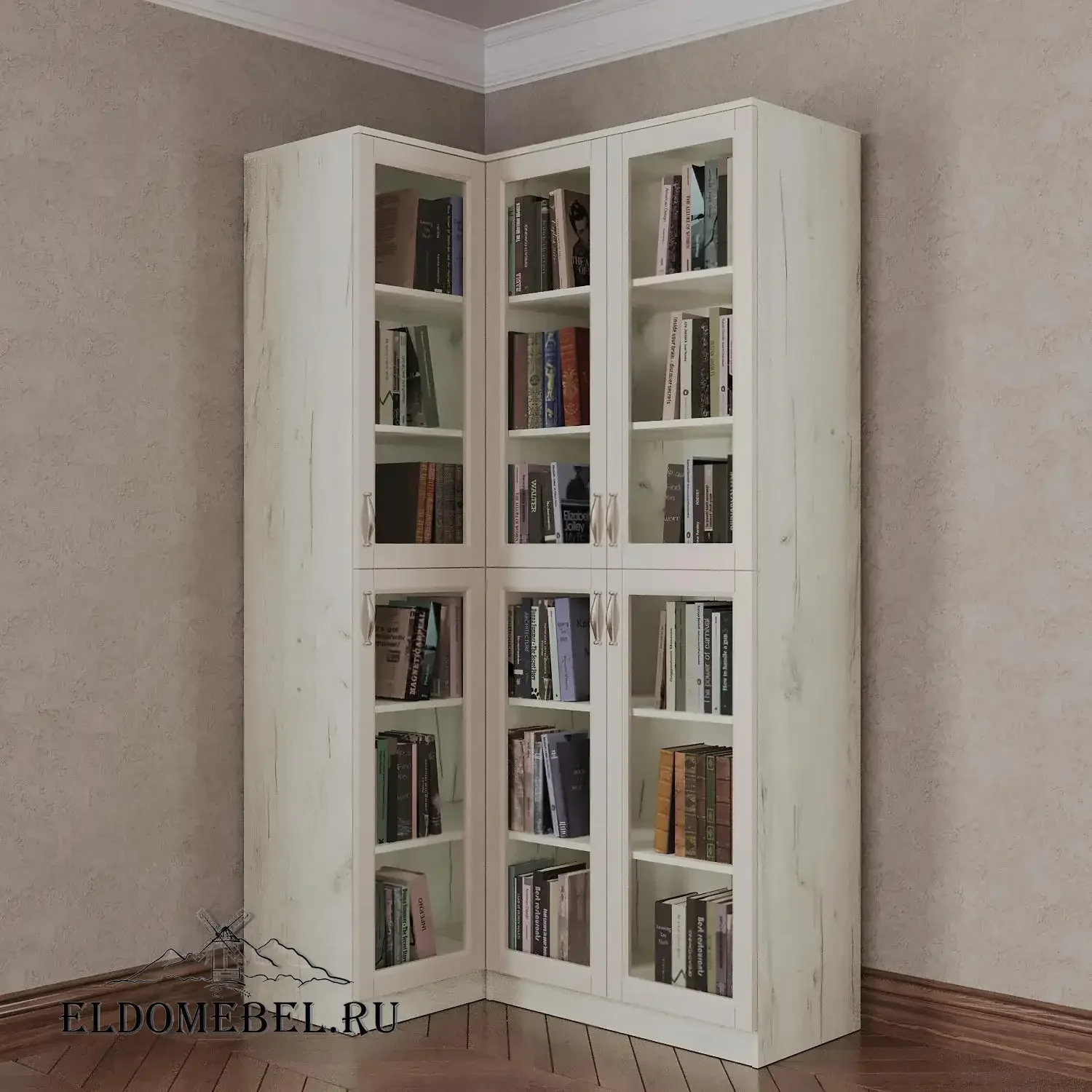 Угловой книжный №23      цвет Адамант гляссе