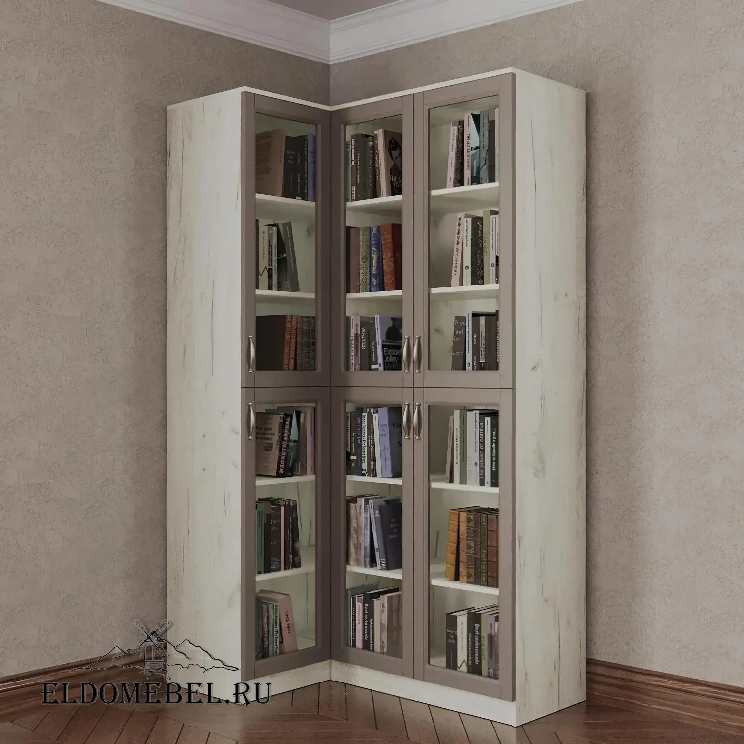 Угловой книжный №23      цвет Адамант тауп