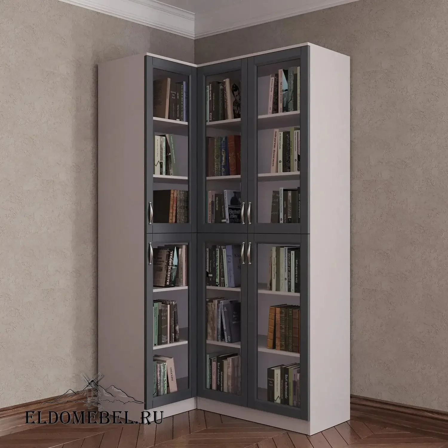 Угловой книжный №23      цвет Адамант графит