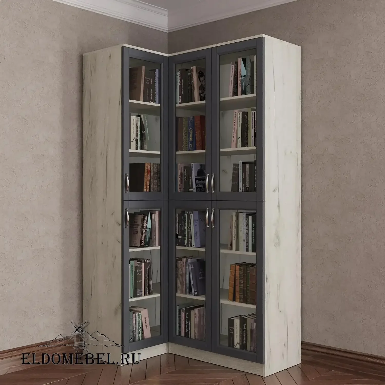 Угловой книжный №23      цвет Адамант графит