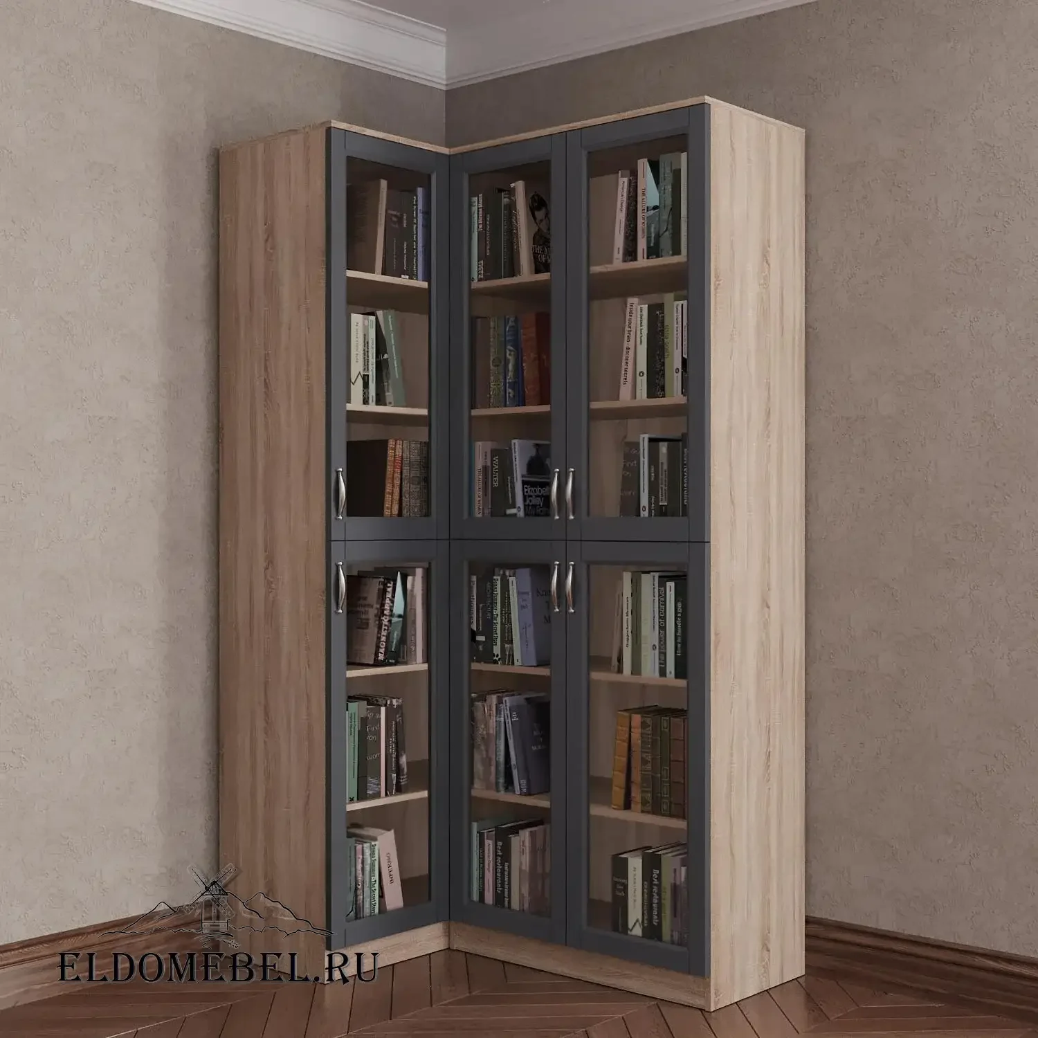 Угловой книжный №23      цвет Адамант графит