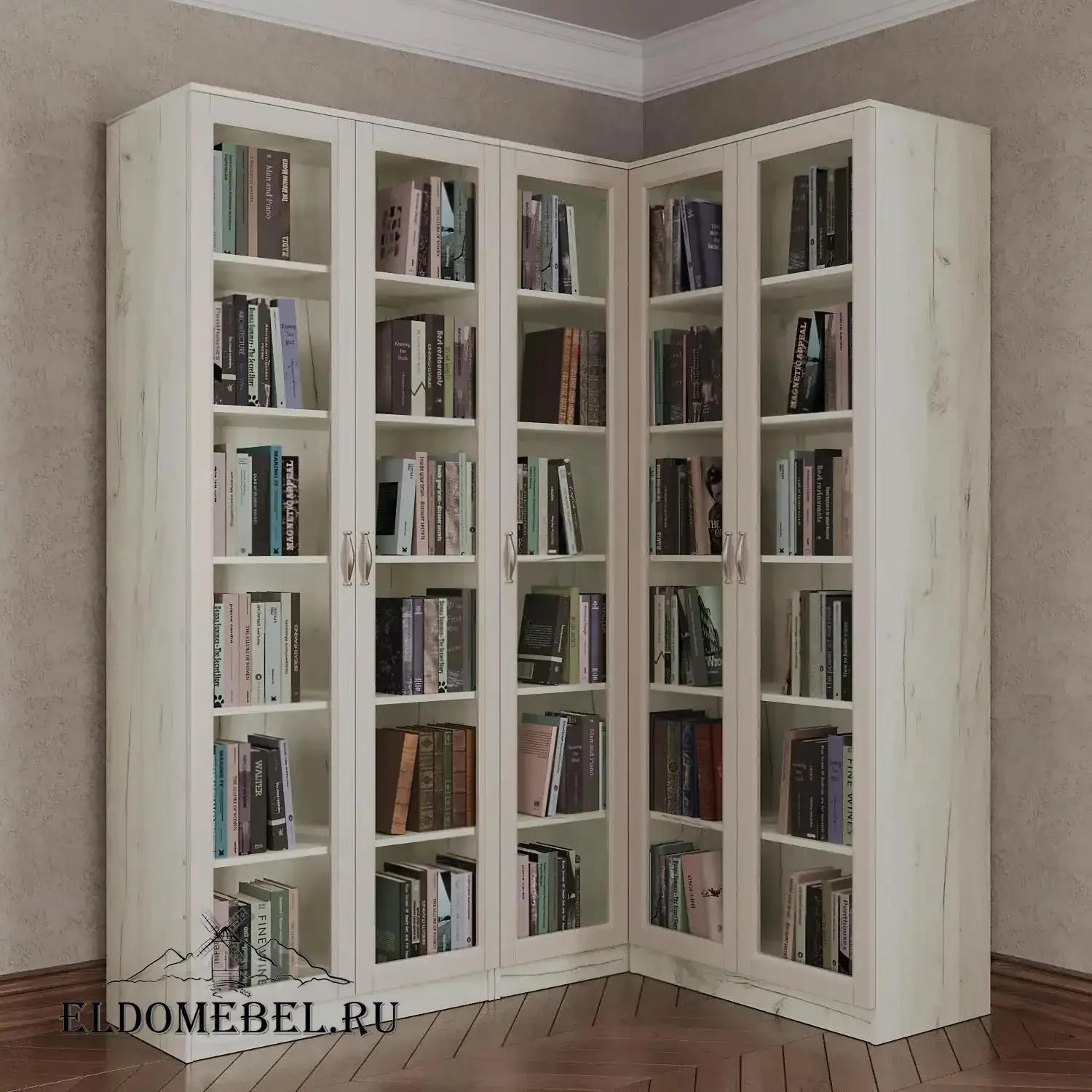 Угловой книжный №24      цвет Адамант гляссе