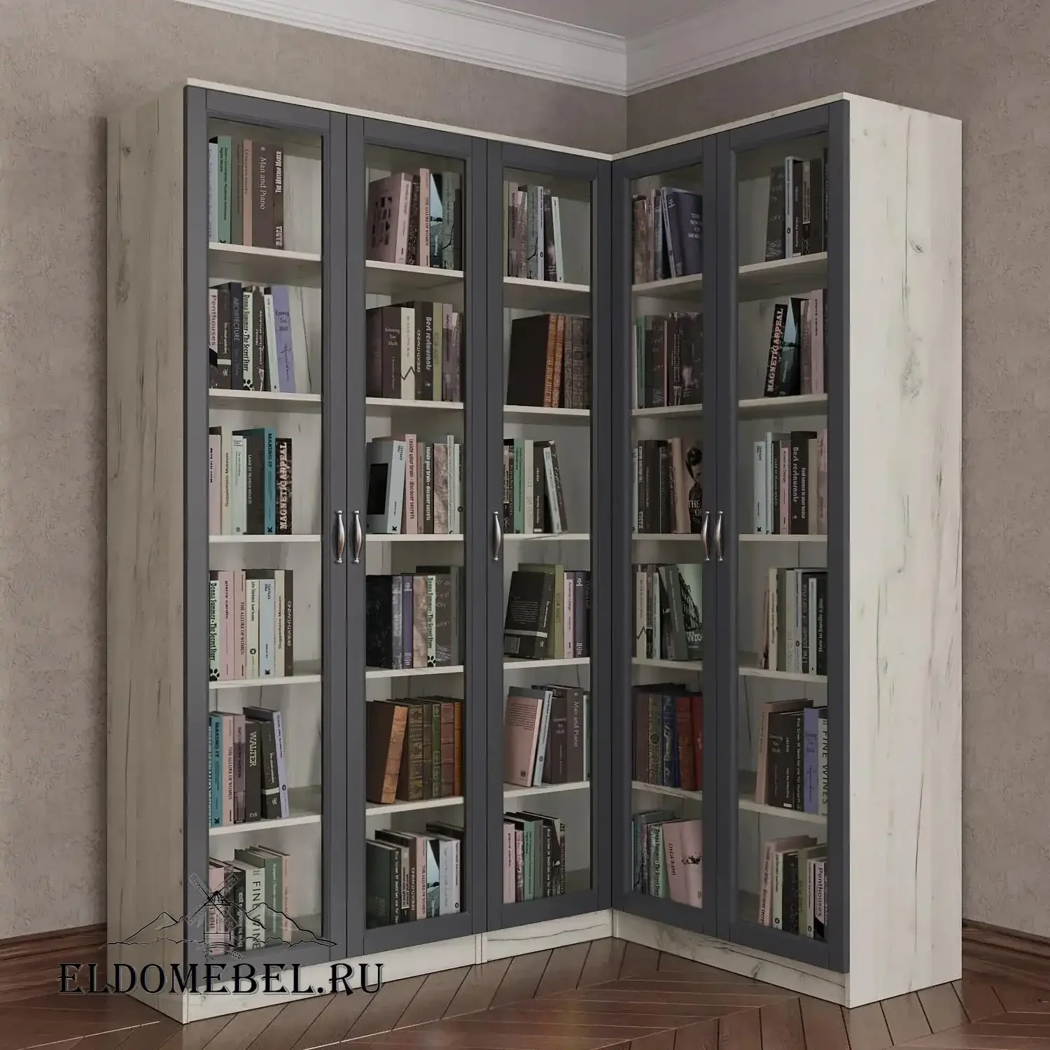 Угловой книжный №24      цвет Адамант графит
