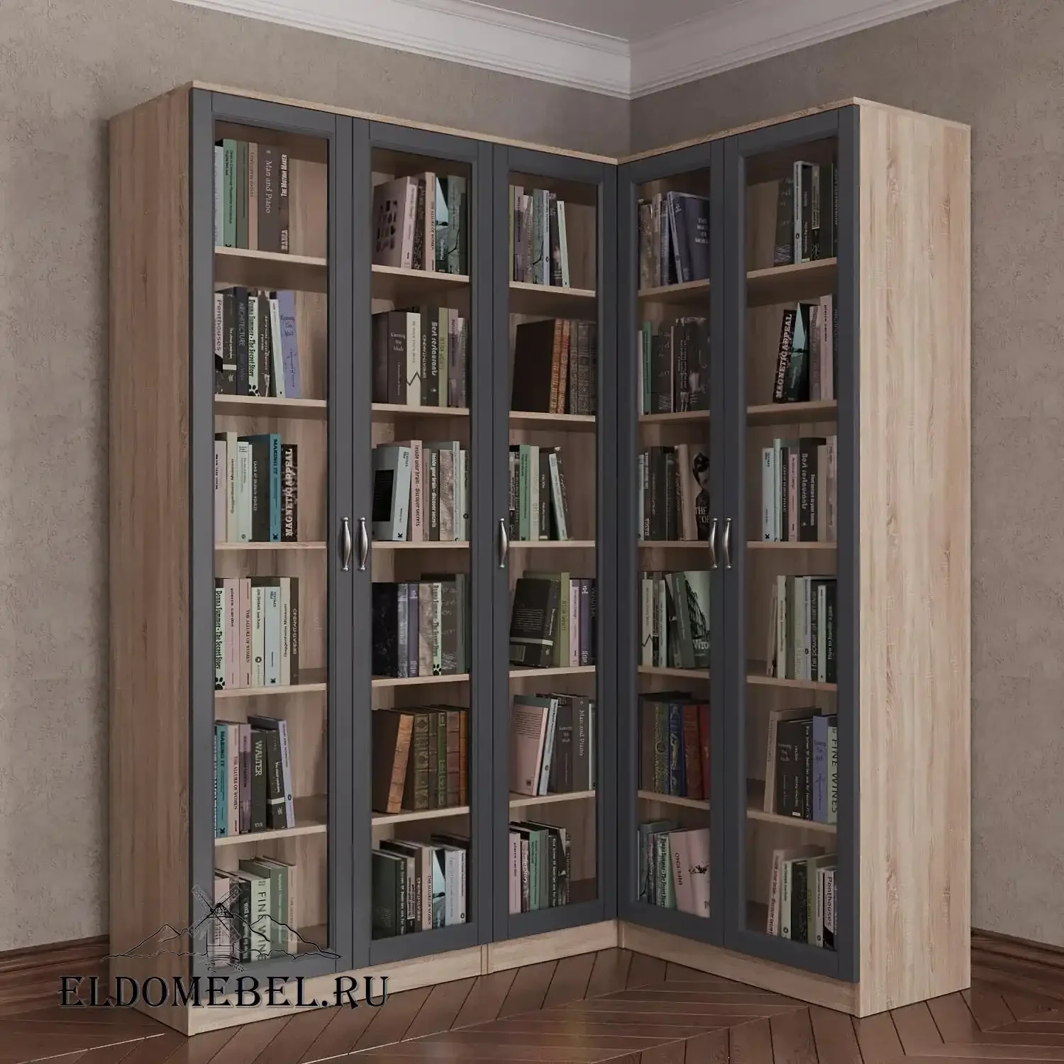 Угловой книжный №24      цвет Адамант графит