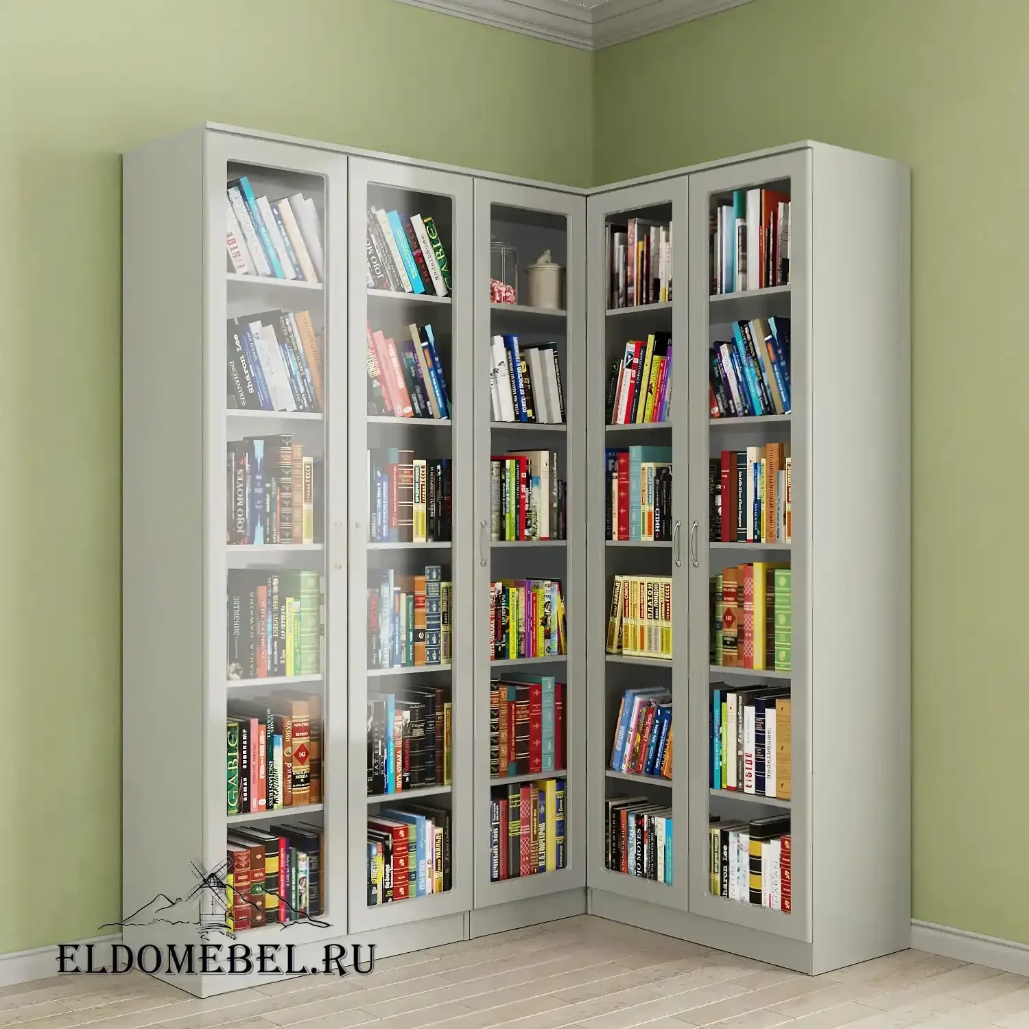 Угловой книжный №24      цвет Вена белый глянец