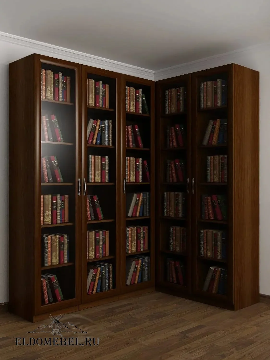 Угловой книжный №24      цвет Стандарт итальянский орех