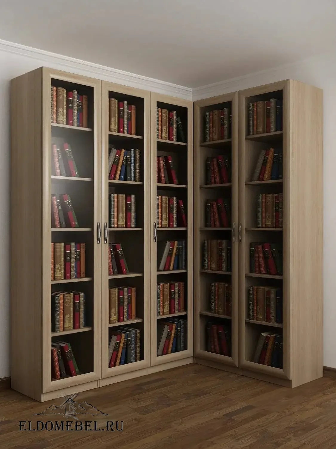 Угловой книжный №24      цвет Стандарт шимо светлый