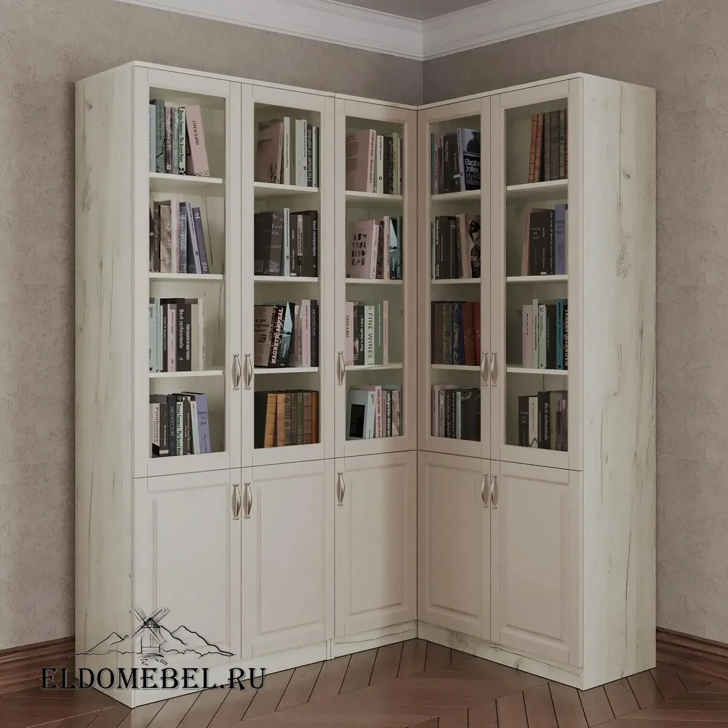 Угловой книжный №25      цвет Адамант гляссе