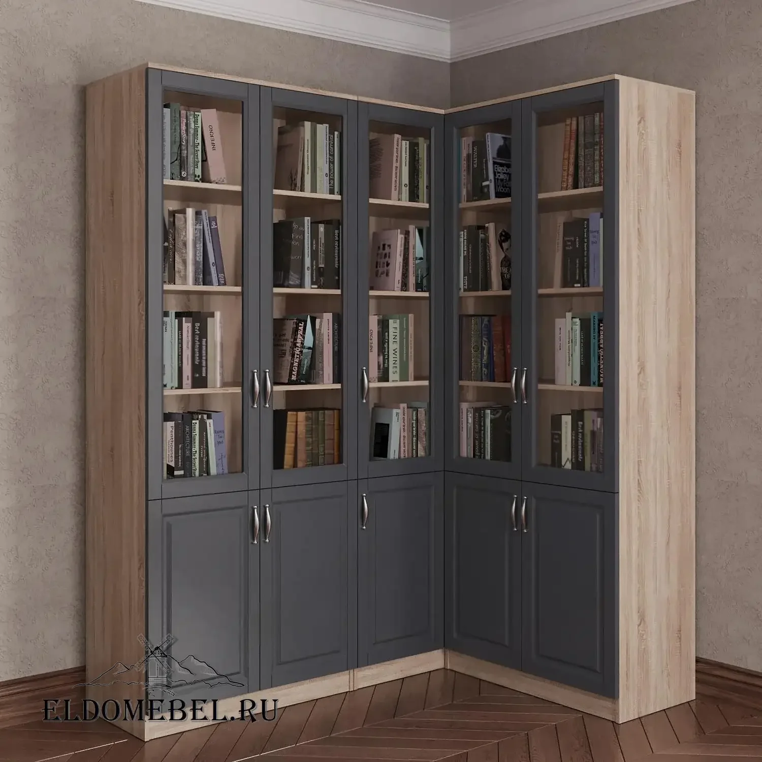 Угловой книжный №25      цвет Адамант графит