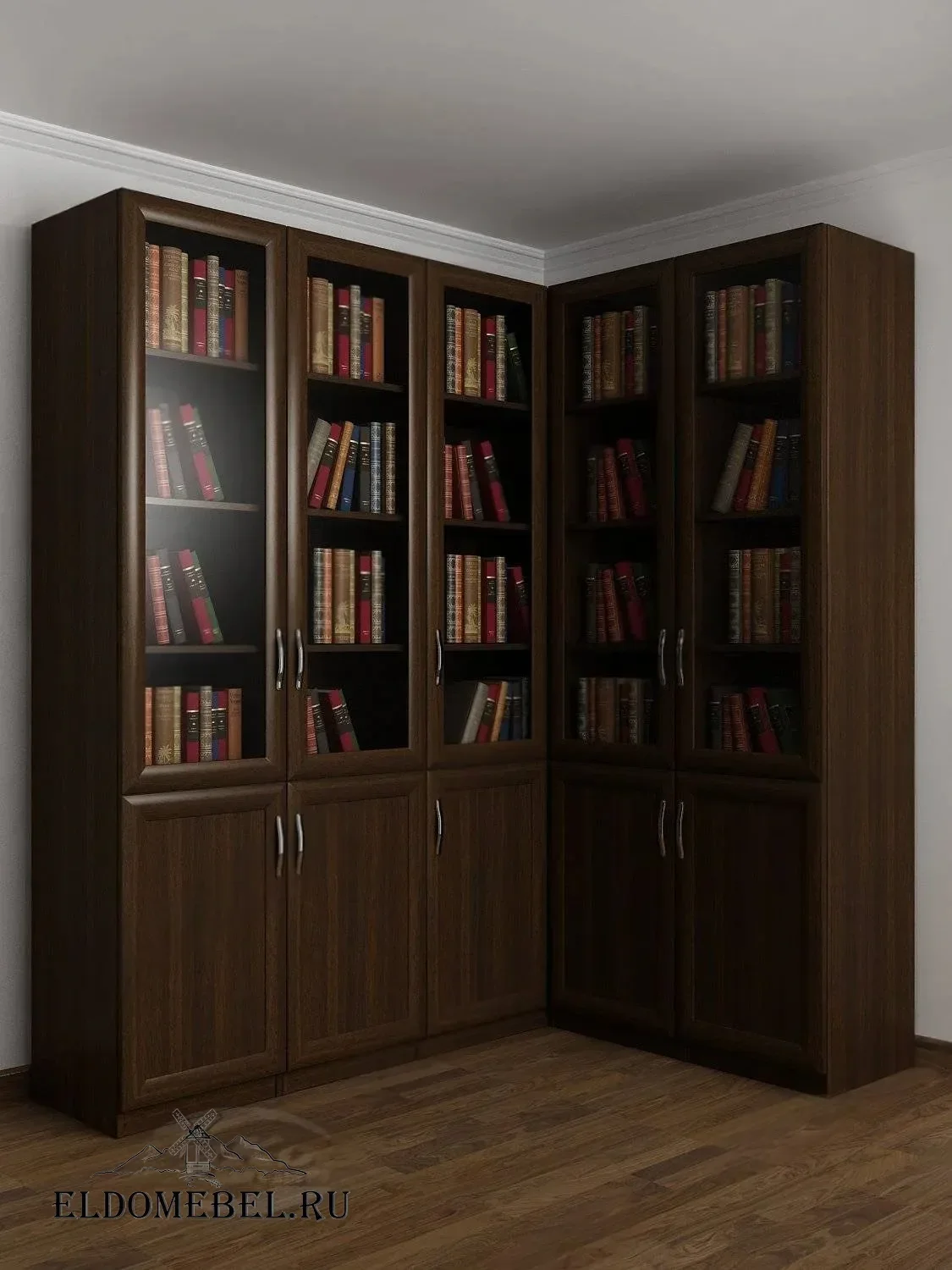 Угловой книжный №25      цвет Стандарт венге