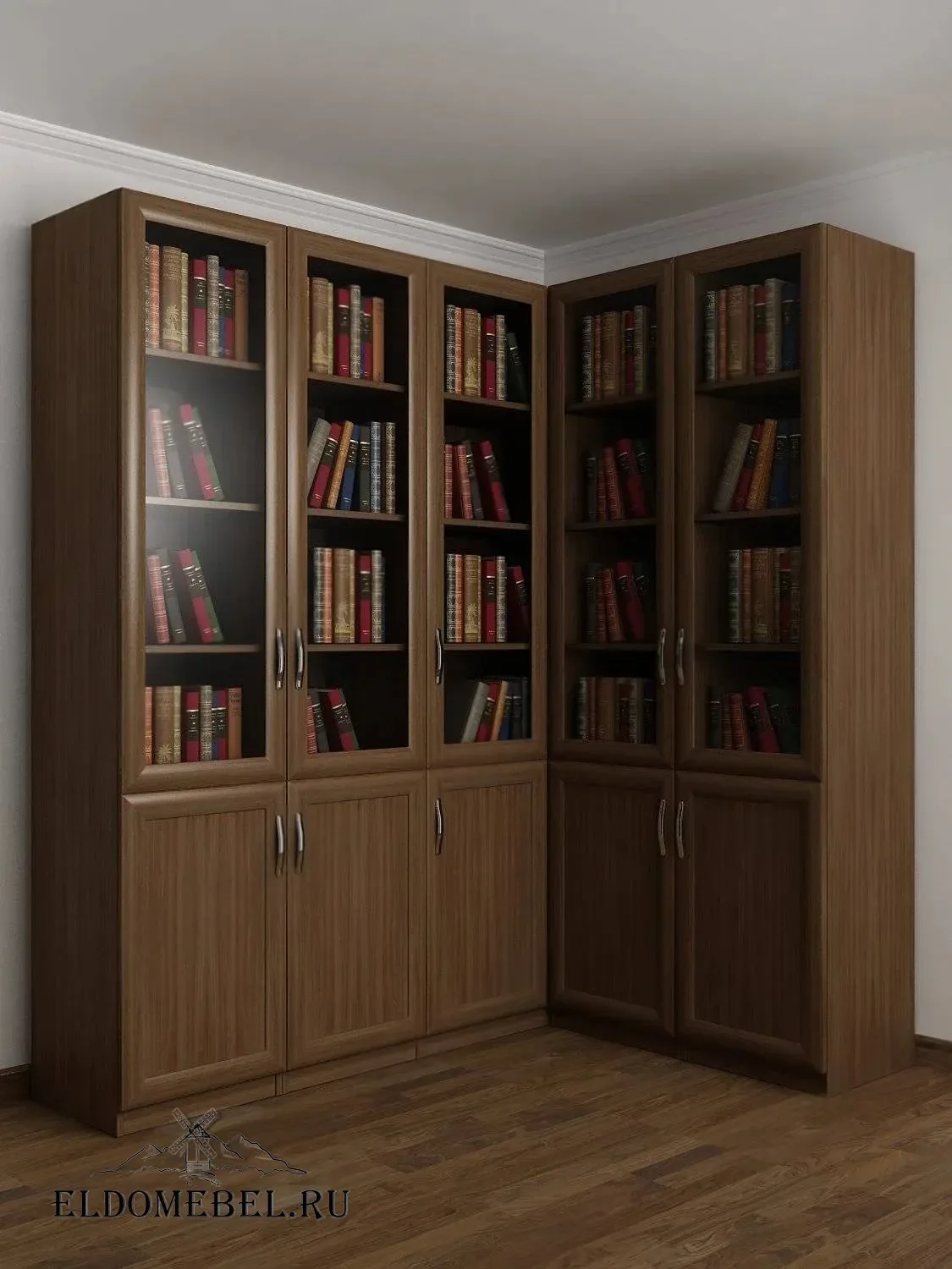 Угловой книжный №25      цвет Стандарт шимо темный