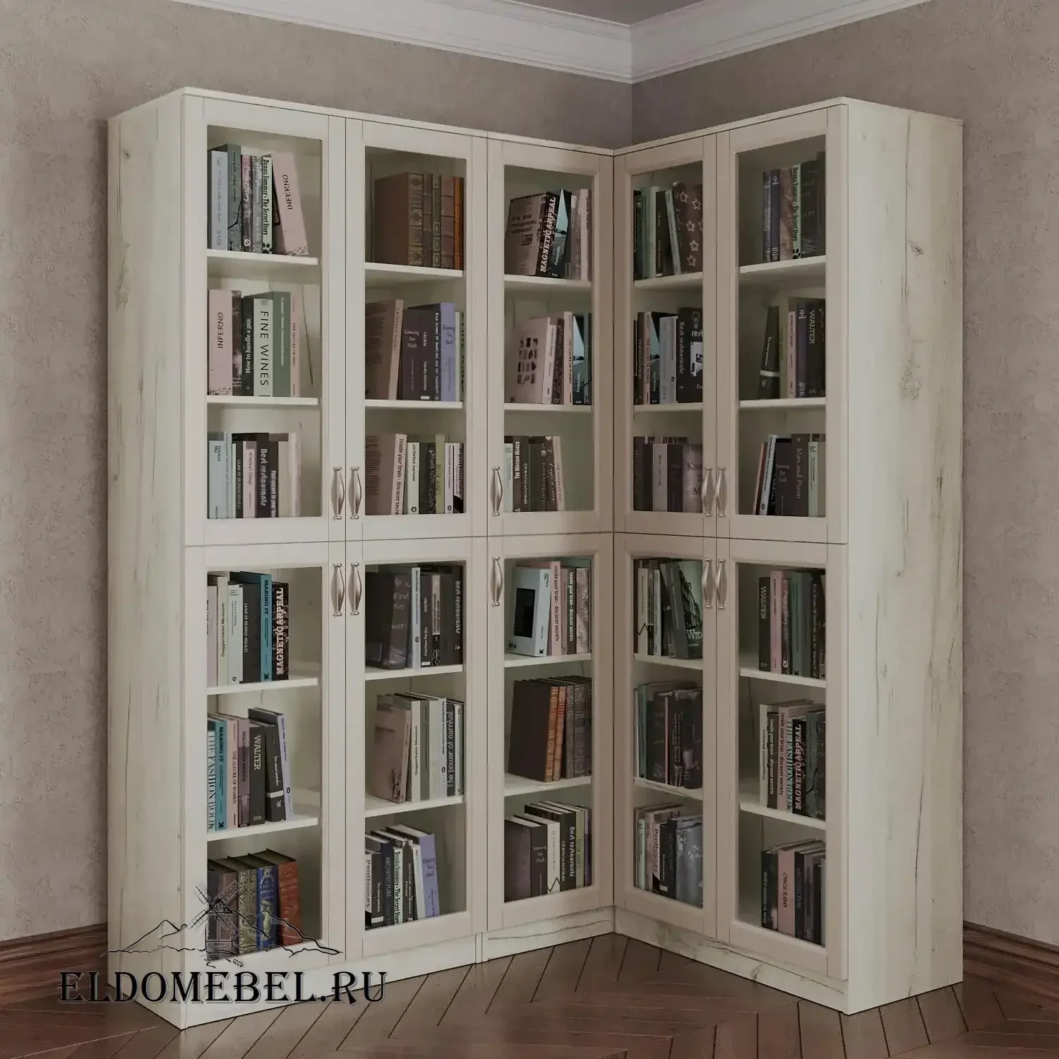 Угловой книжный №26      цвет Адамант гляссе