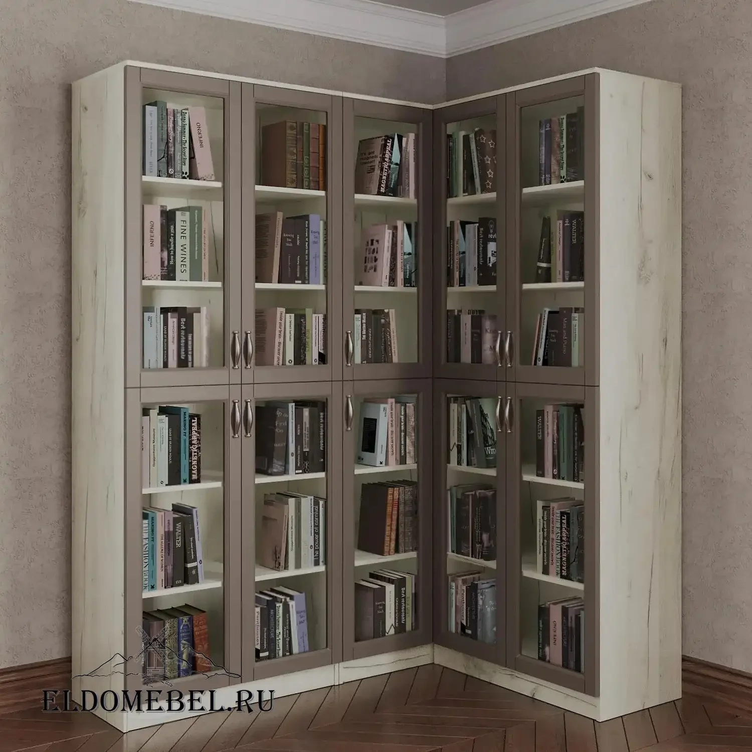 Угловой книжный №26      цвет Адамант тауп