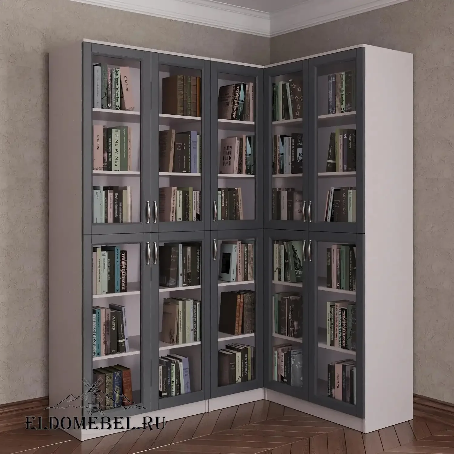 Угловой книжный №26      цвет Адамант графит