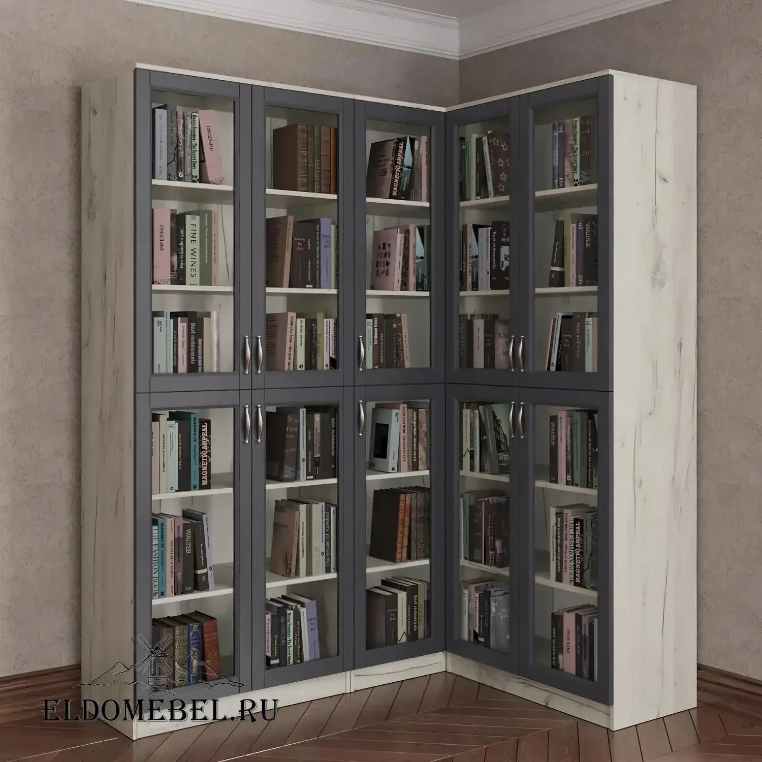 Угловой книжный №26      цвет Адамант графит
