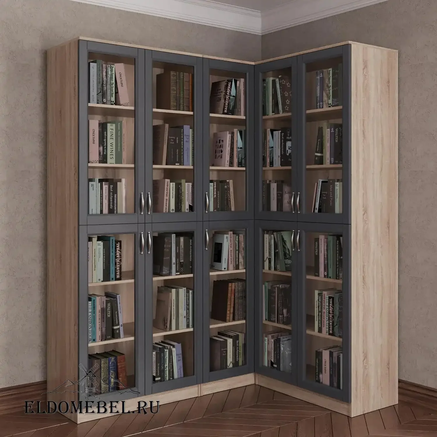 Угловой книжный №26      цвет Адамант графит