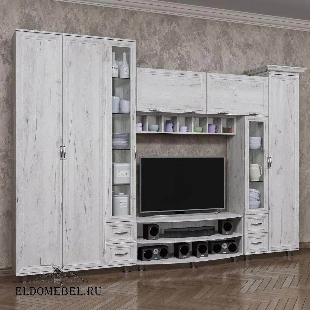 Мини-стенка Вальс-6/1  с зеркалом     цвет Дуб крафт белый