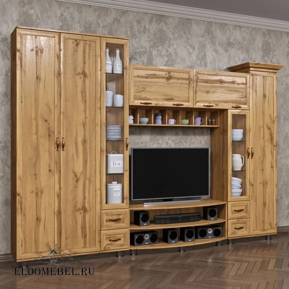 Мини-стенка Вальс-6/1  с зеркалом     цвет Дуб крафт золотой