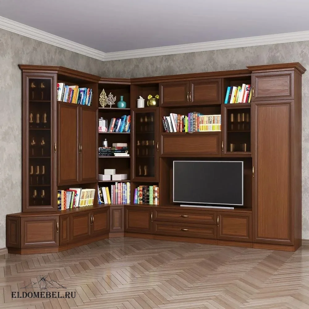 Стенка Марина 14     тонированное стекло  цвет Стандарт донской орех