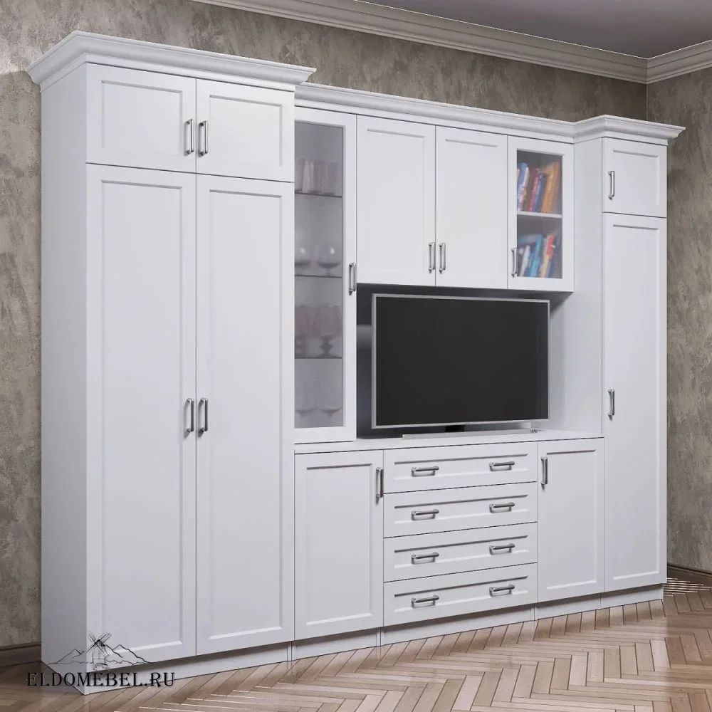 Стенка Марина 11    стекло сатинат   цвет Стандарт белый