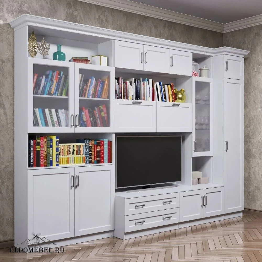 Стенка Марина 2    стекло сатинат   цвет Стандарт белый