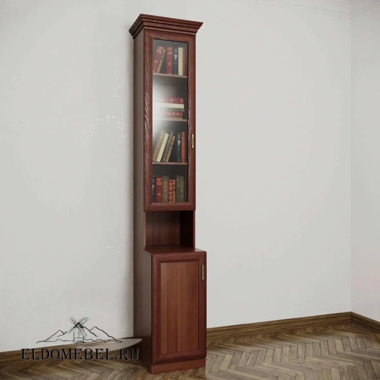 Книжный шкаф №21201      цвет Стандарт итальянский орех