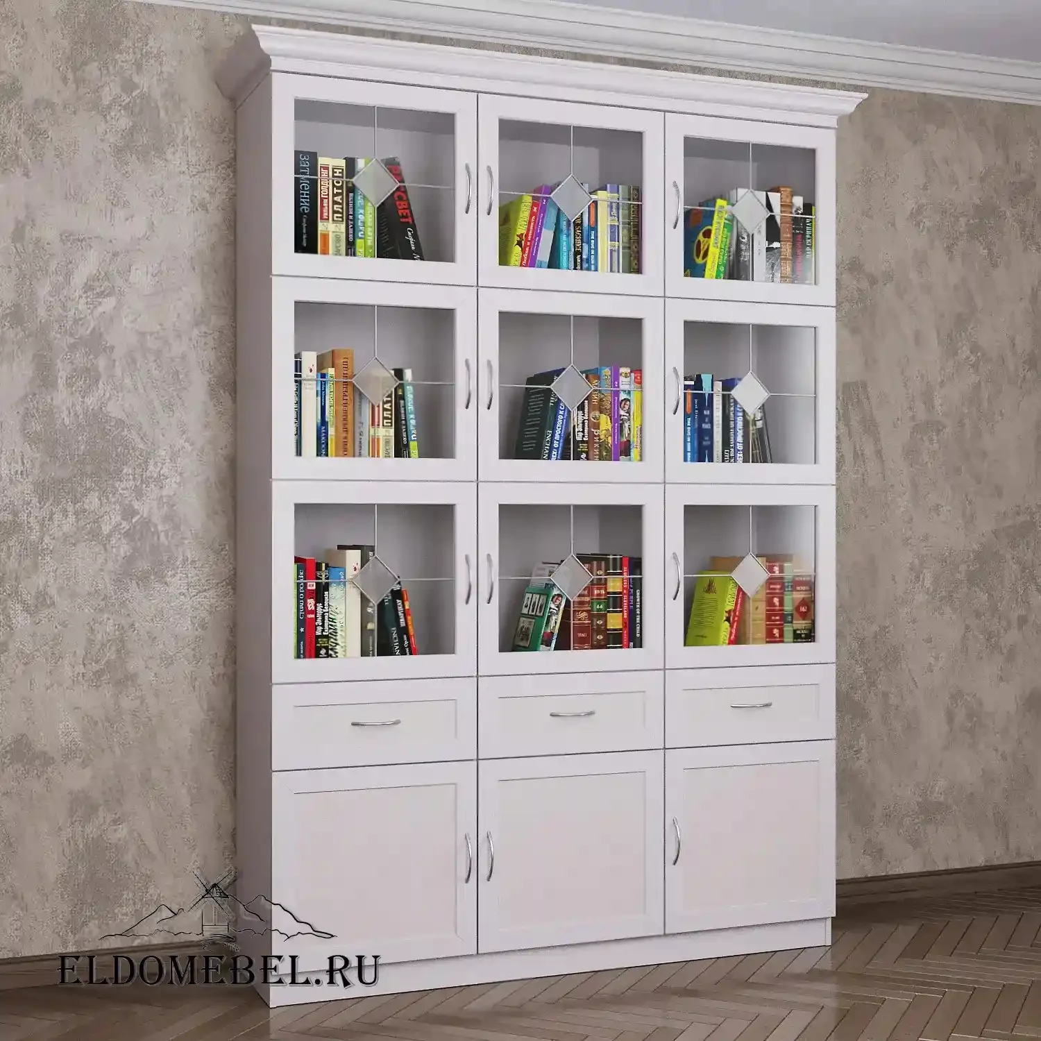Библиотека №21208   с витражами    цвет Стандарт белый