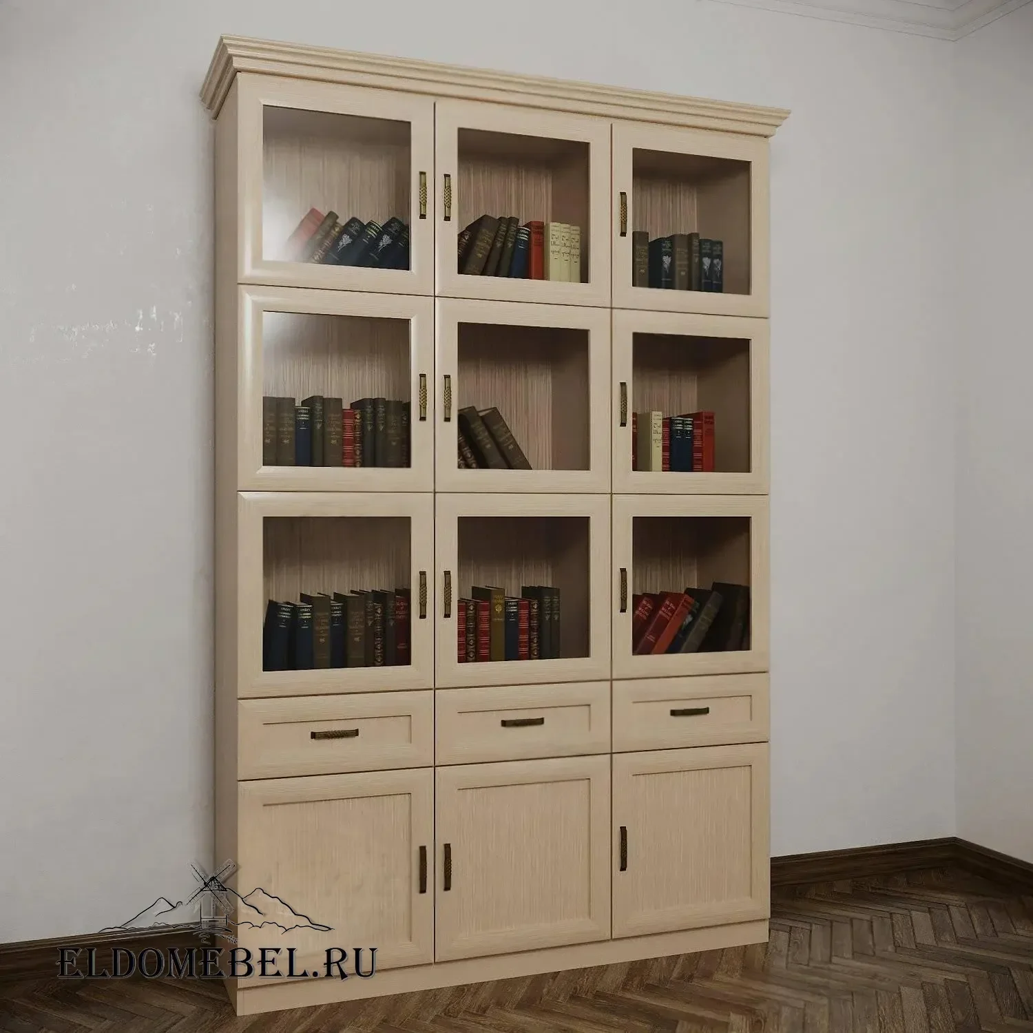 Библиотека №21208      цвет Стандарт молочный беленый дуб