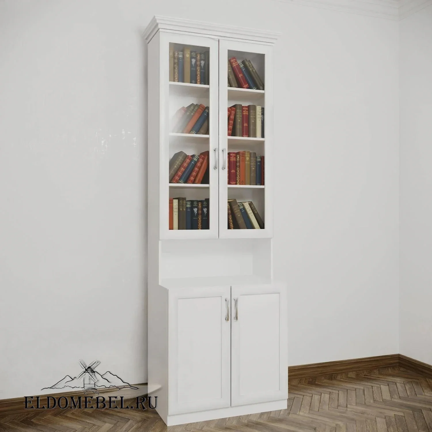 Книжный шкаф №21209      цвет Стандарт белый