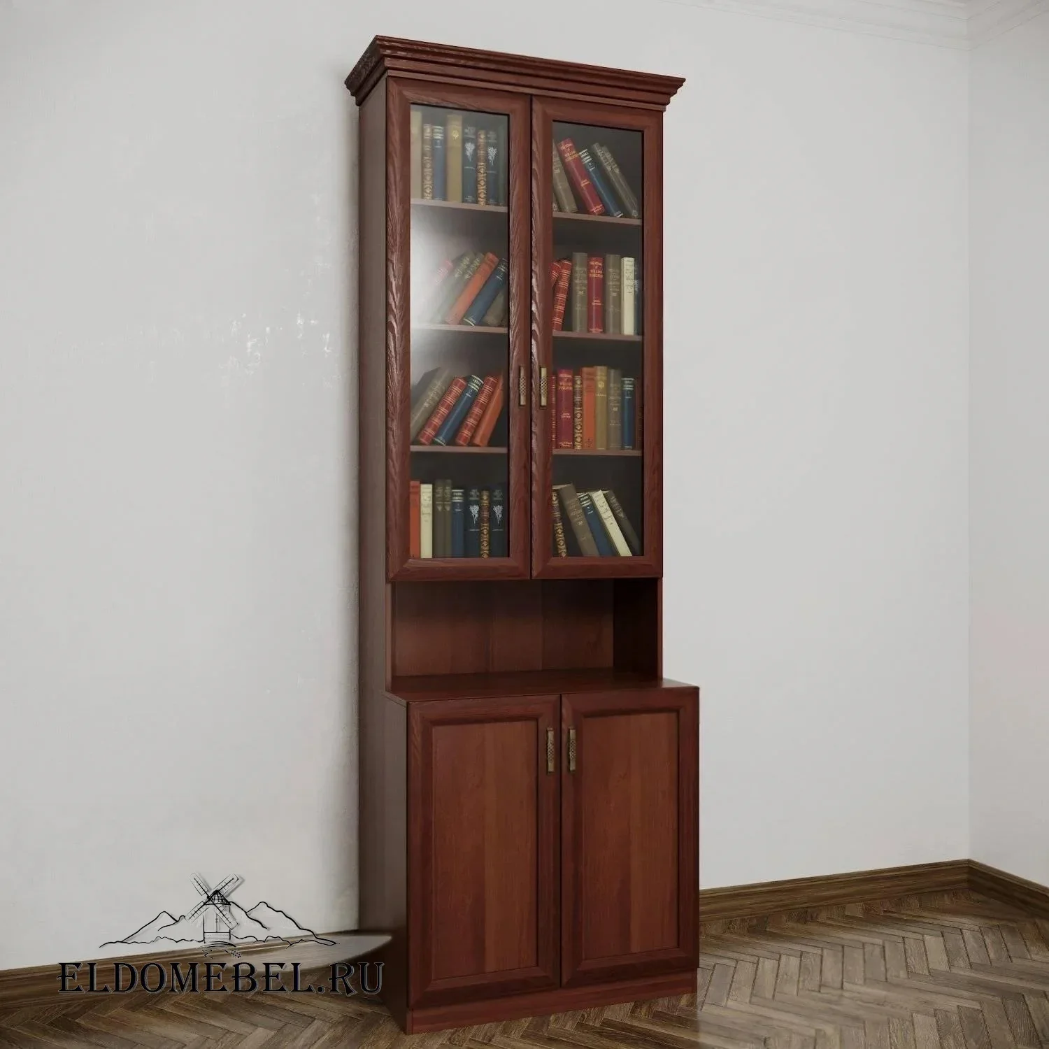 Книжный шкаф №21209      цвет Стандарт итальянский орех